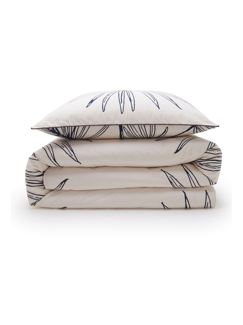 Juego de cama para 2 personas en algodón estampado floral reversible Blanco - Kiabi
