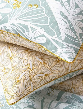 Juego de cama para 2 personas en algodón tropical pastel
