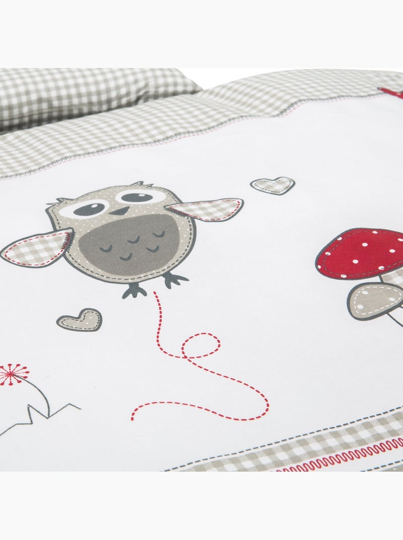 Juego de cama para bebé - Funda nórdica + funda de almohada en algodón 'Roba adam & eule' Gris rojo blanco - Kiabi