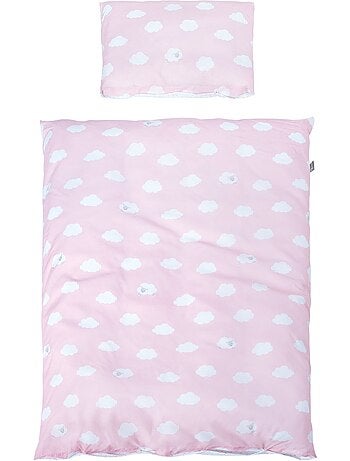 Juego de cama para bebé - Funda nórdica + funda de almohada en algodón 'Roba kleine wolke rosa'