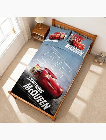 Juego de cama para bebé Cars con Lightning McQueen fosforescente reversible – 100% algodón
