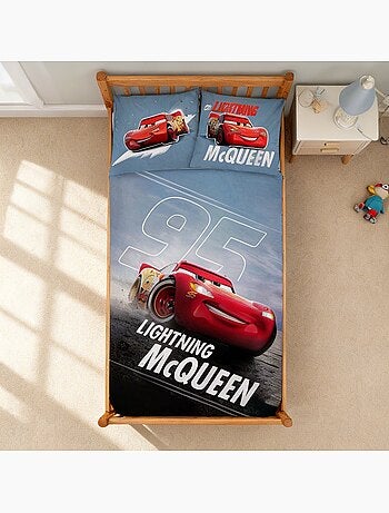 Juego de cama para bebé Cars con Lightning McQueen fosforescente reversible – 100% algodón