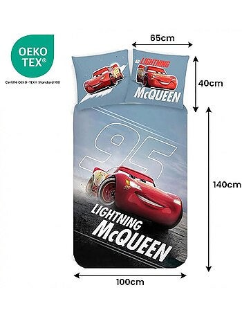 Juego de cama para bebé Cars con Lightning McQueen fosforescente reversible – 100% algodón
