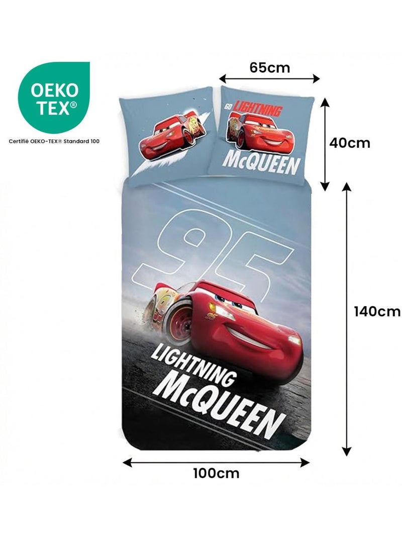 Juego de cama para bebé Cars con Lightning McQueen fosforescente reversible – 100% algodón Azul - Kiabi