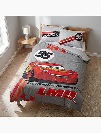 Juego de cama para bebé Cars con Rayo McQueen reversible – 100% algodón