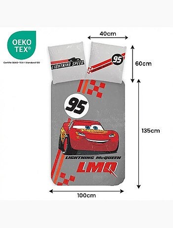 Juego de cama para bebé Cars con Rayo McQueen reversible – 100% algodón