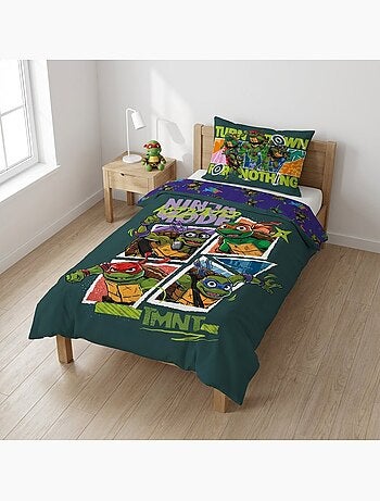 Juego de cama para bebé de las Tortugas Ninja con Leonardo, Donatello, y Michelangelo reversible