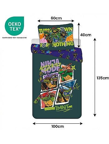 Juego de cama para bebé de las Tortugas Ninja con Leonardo, Donatello, y Michelangelo reversible