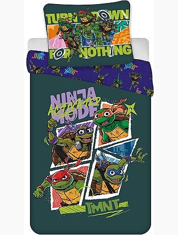 Juego de cama para bebé de las Tortugas Ninja con Leonardo, Donatello, y Michelangelo reversible