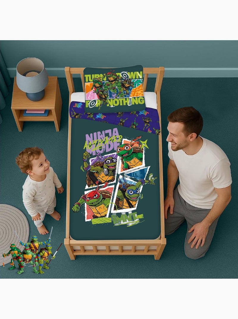 Juego de cama para bebé de las Tortugas Ninja con Leonardo, Donatello, y Michelangelo reversible Multicolor - Kiabi
