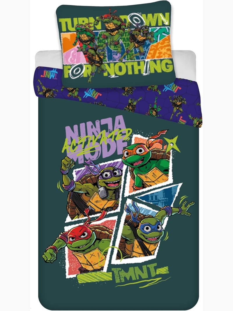 Juego de cama para bebé de las Tortugas Ninja con Leonardo, Donatello, y Michelangelo reversible Multicolor - Kiabi