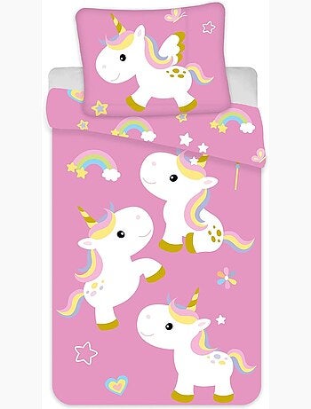 Juego de cama para bebé Disney con Unicornio y arcoíris reversible – 100% algodón