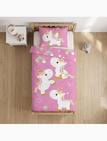 Juego de cama para bebé Disney con Unicornio y arcoíris reversible – 100% algodón