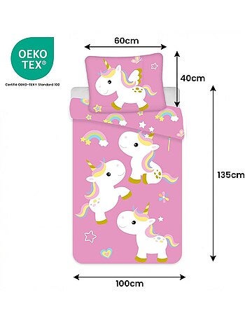 Juego de cama para bebé Disney con Unicornio y arcoíris reversible – 100% algodón