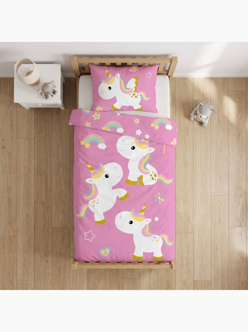 Juego de cama para bebé Disney con Unicornio y arcoíris reversible – 100% algodón Rosa - Kiabi