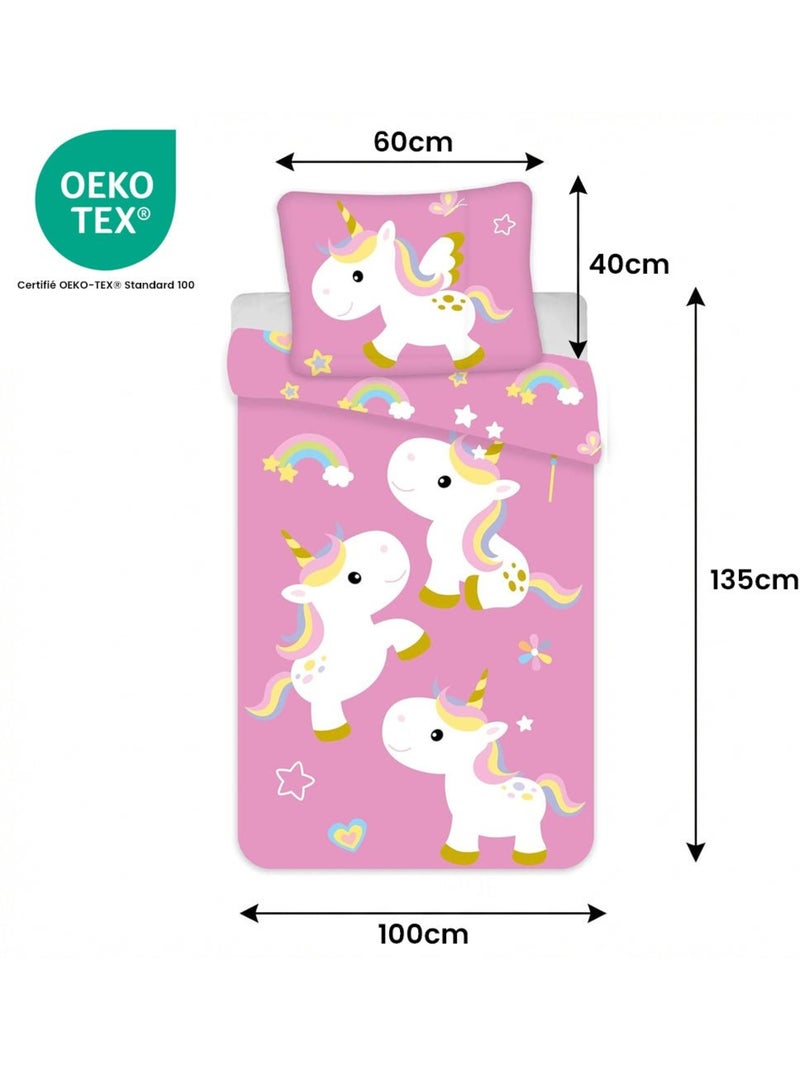 Juego de cama para bebé Disney con Unicornio y arcoíris reversible – 100% algodón Rosa - Kiabi