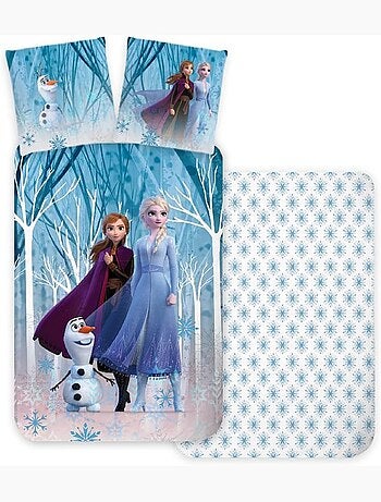 Juego de cama para bebé Frozen con Elsa, Anna y Olaf reversible – 100% algodón