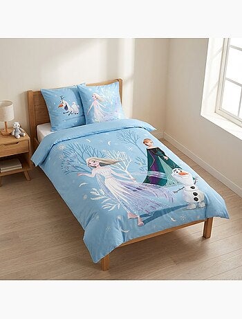 Juego de cama para bebé Frozen con Elsa, Anna y Olaf reversible – 100% algodón