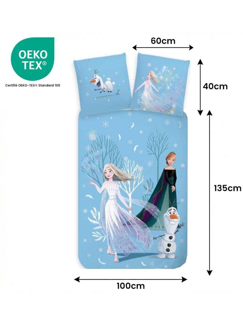 Juego de cama para bebé Frozen con Elsa, Anna y Olaf reversible – 100% algodón Azul - Kiabi