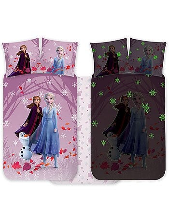 Juego de cama para bebé Frozen con Elsa, Anna y Olaf reversible – 100% algodón