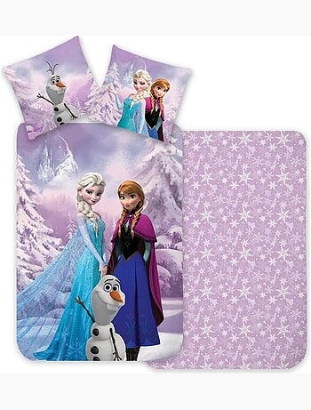 Juego de cama para bebé Frozen con Elsa, Anna y Olaf reversible – 100% algodón