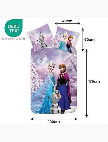 Juego de cama para bebé Frozen con Elsa, Anna y Olaf reversible – 100% algodón
