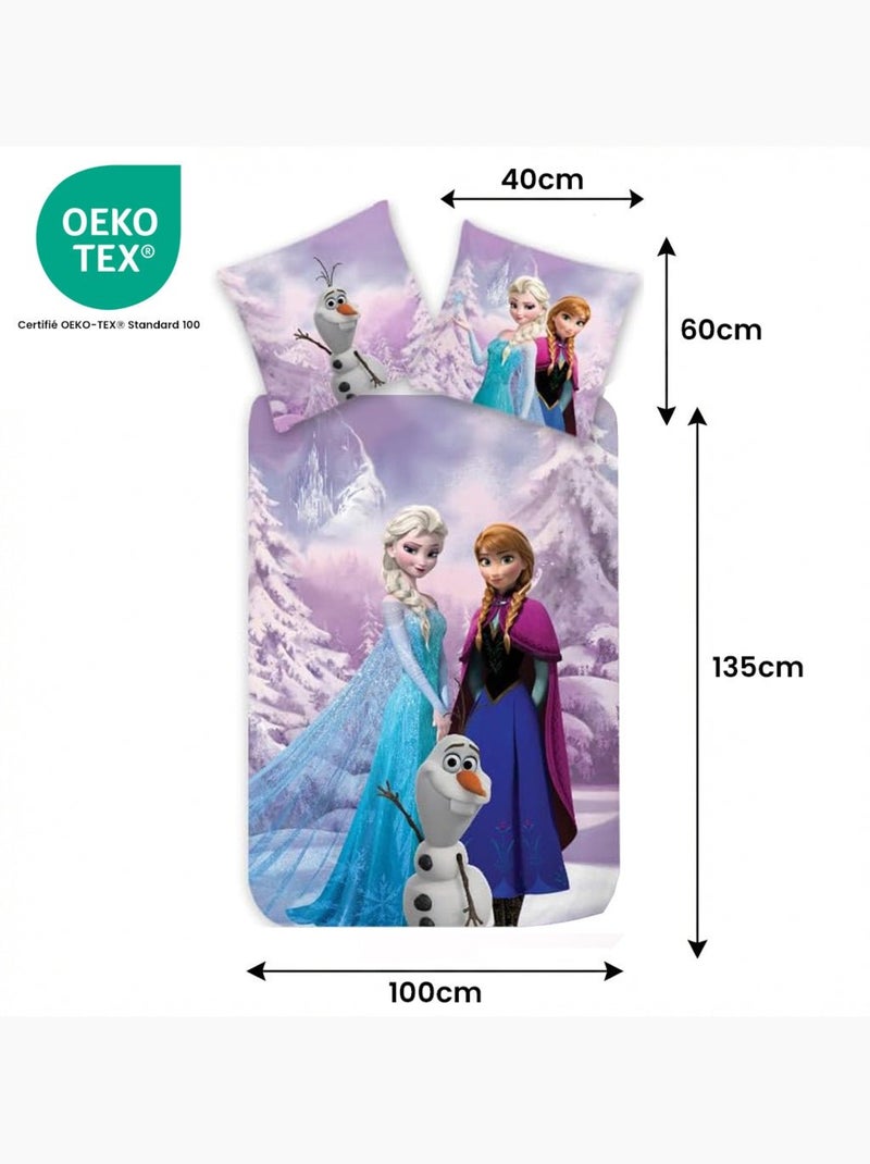Juego de cama para bebé Frozen con Elsa, Anna y Olaf reversible – 100% algodón Violeta - Kiabi