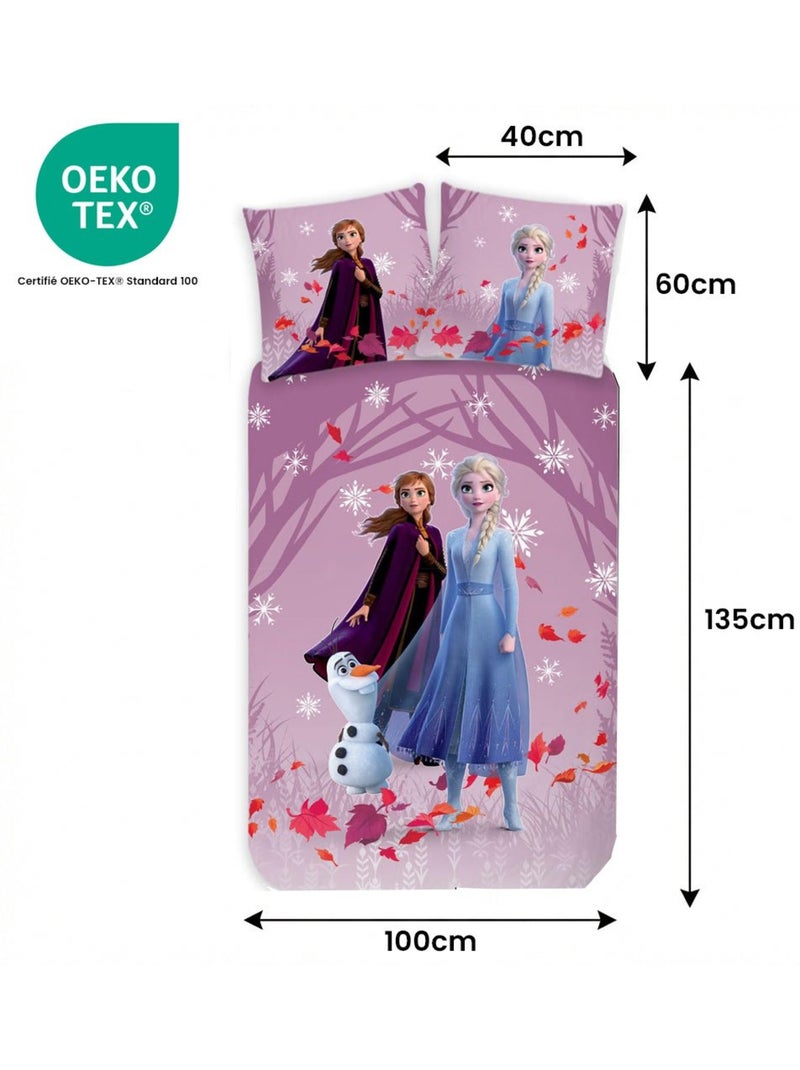 Juego de cama para bebé Frozen con Elsa, Anna y Olaf reversible – 100% algodón Violeta - Kiabi