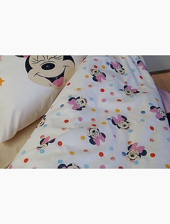 Juego de cama para bebé Minnie con arcoíris y nube reversible – 100% algodón