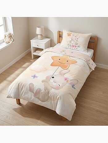 Juego de cama para bebé Miss Bunny con nube reversible – 100% algodón