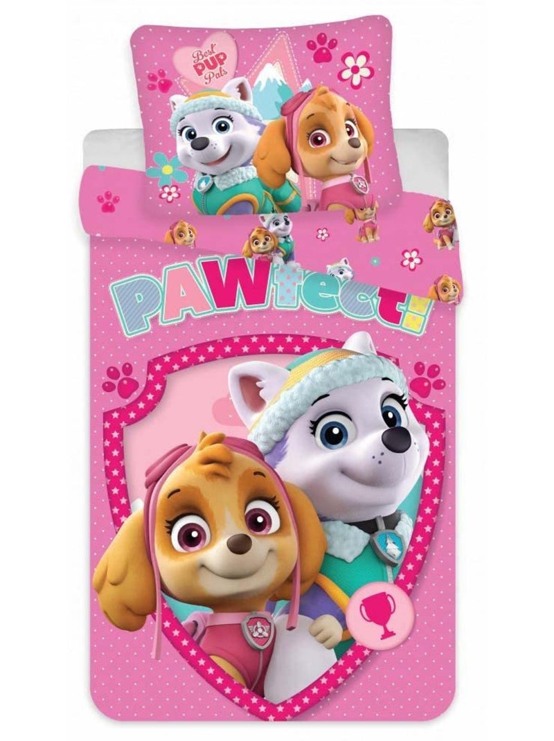 Juego de cama para bebé Patrulla Canina con Everest y Skye reversible – 100% algodón Rosa - Kiabi
