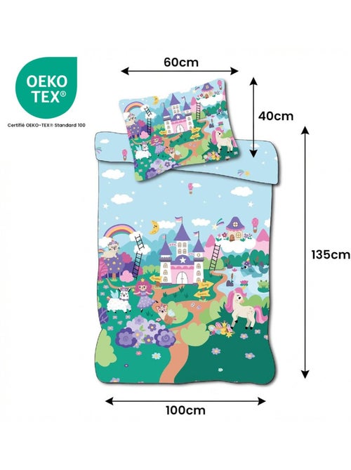 Juego de cama para bebé Princesas con arcoíris y nube reversible – 100% algodón - Kiabi