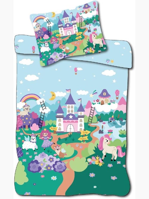 Juego de cama para bebé Princesas con arcoíris y nube reversible – 100% algodón - Kiabi
