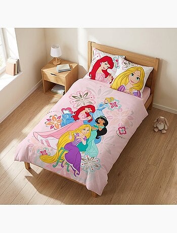 Juego de cama para bebé Princesas con Rapunzel, Ariel, Jasmine y Cenicienta reversible