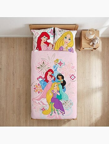 Juego de cama para bebé Princesas con Rapunzel, Ariel, Jasmine y Cenicienta reversible