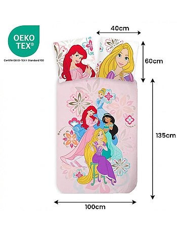 Juego de cama para bebé Princesas con Rapunzel, Ariel, Jasmine y Cenicienta reversible