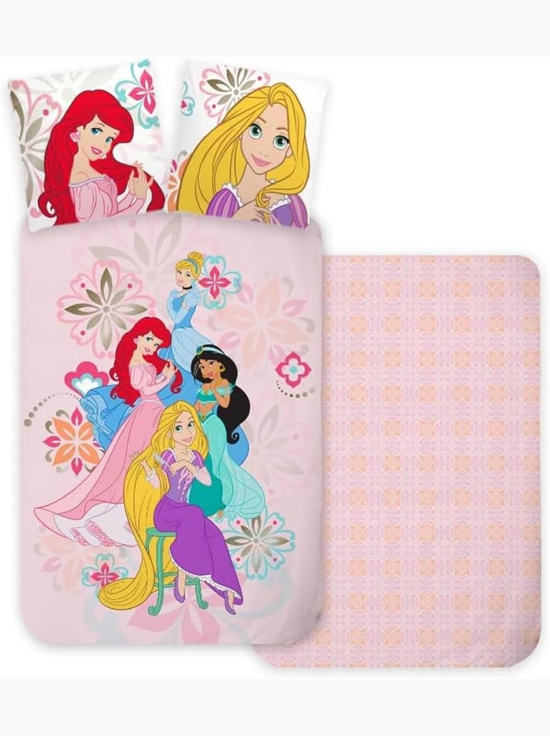 Juego de cama para bebé Princesas con Rapunzel, Ariel, Jasmine y Cenicienta reversible Rosa - Kiabi