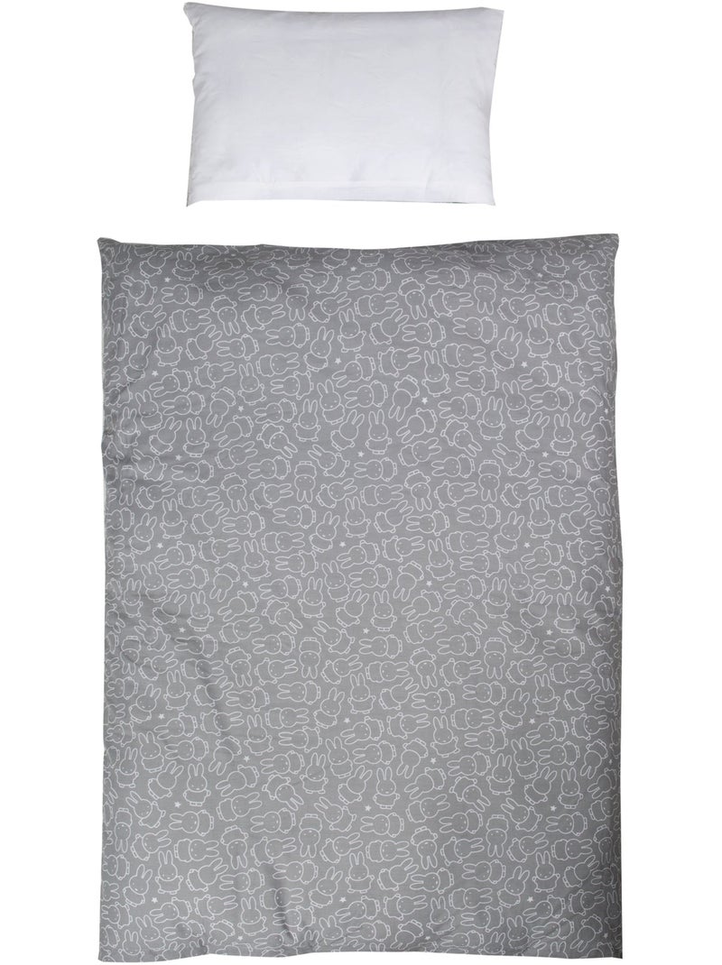 Juego de cama para bebé reversible - Funda nórdica + funda de almohada en algodón 'Roba miffy' Gris blanco - Kiabi