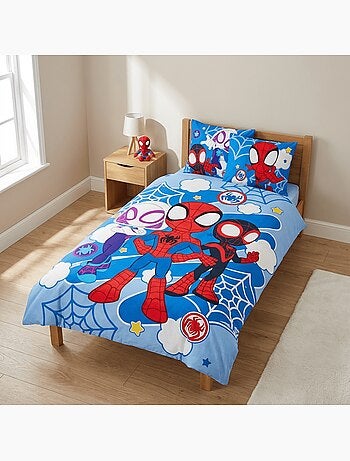 Juego de cama para bebé Spider-Man con Spidey, Ghost-Spider y Miles Morales – 100% algodón