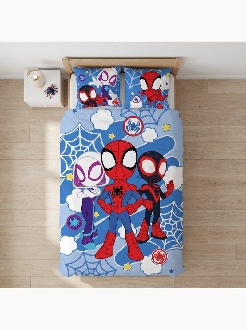 Juego de cama para bebé Spider-Man con Spidey, Ghost-Spider y Miles Morales – 100% algodón Azul - Kiabi