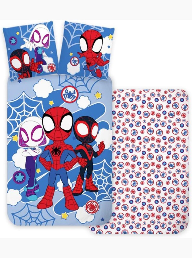 Juego de cama para bebé Spider-Man con Spidey, Ghost-Spider y Miles Morales – 100% algodón Azul - Kiabi