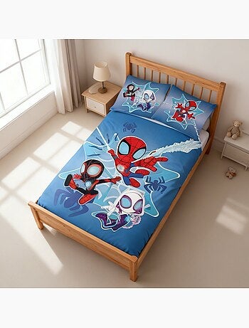 Juego de cama para bebé Spider-Man con Spidey, Ghost-Spider y Spin reversible – 100% algodón