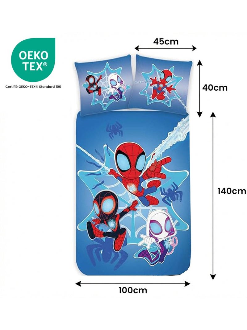 Juego de cama para bebé Spider-Man con Spidey, Ghost-Spider y Spin reversible – 100% algodón Azul - Kiabi