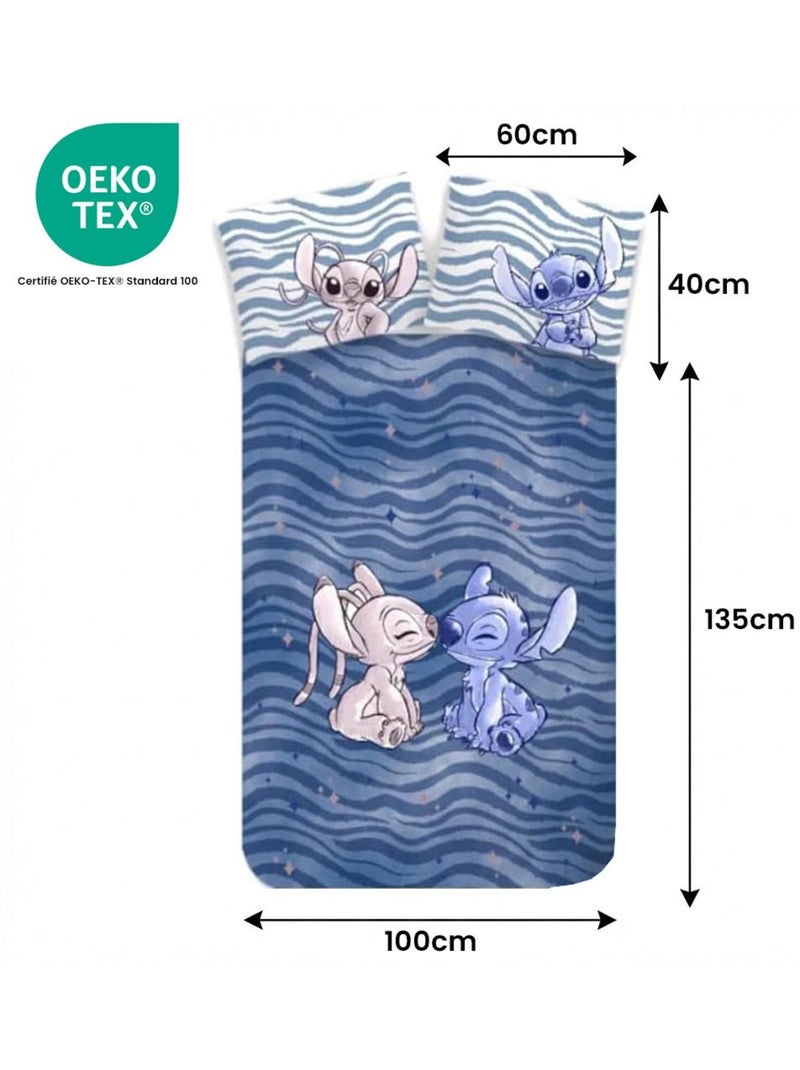 Juego de cama para bebé Stitch con Angel reversible – 100% algodón Azul - Kiabi