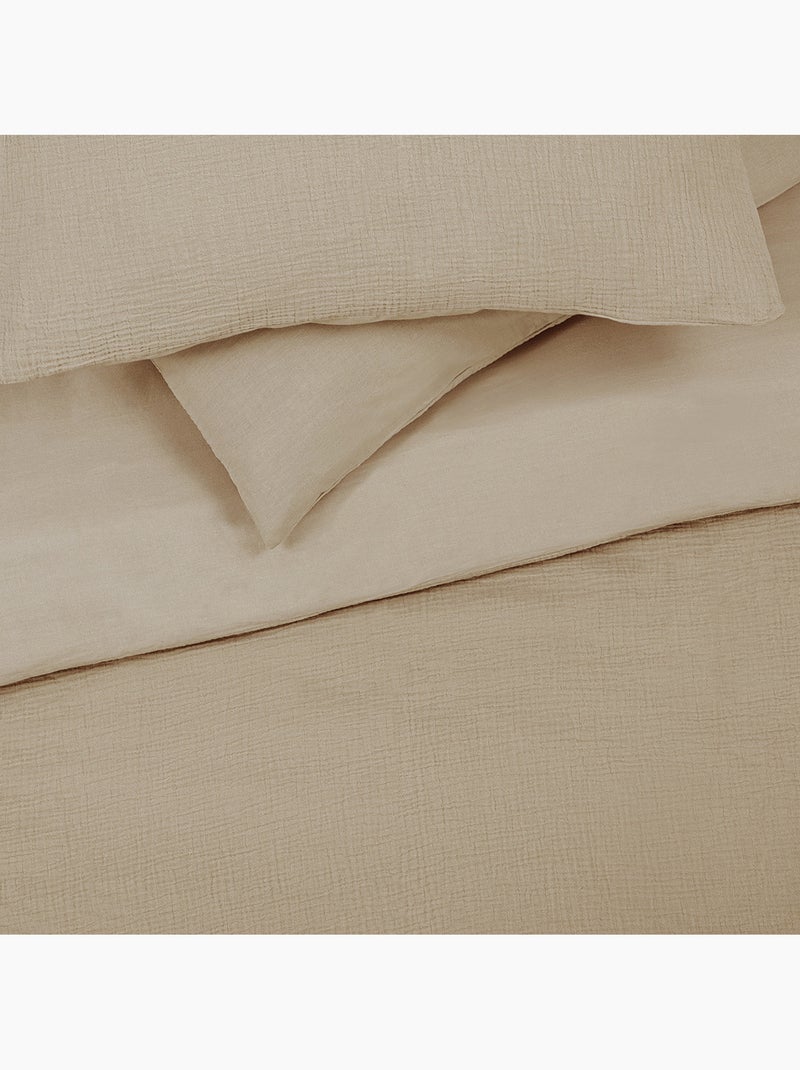 Juego de cama para cama individual de gasa de algodón Beige - Kiabi
