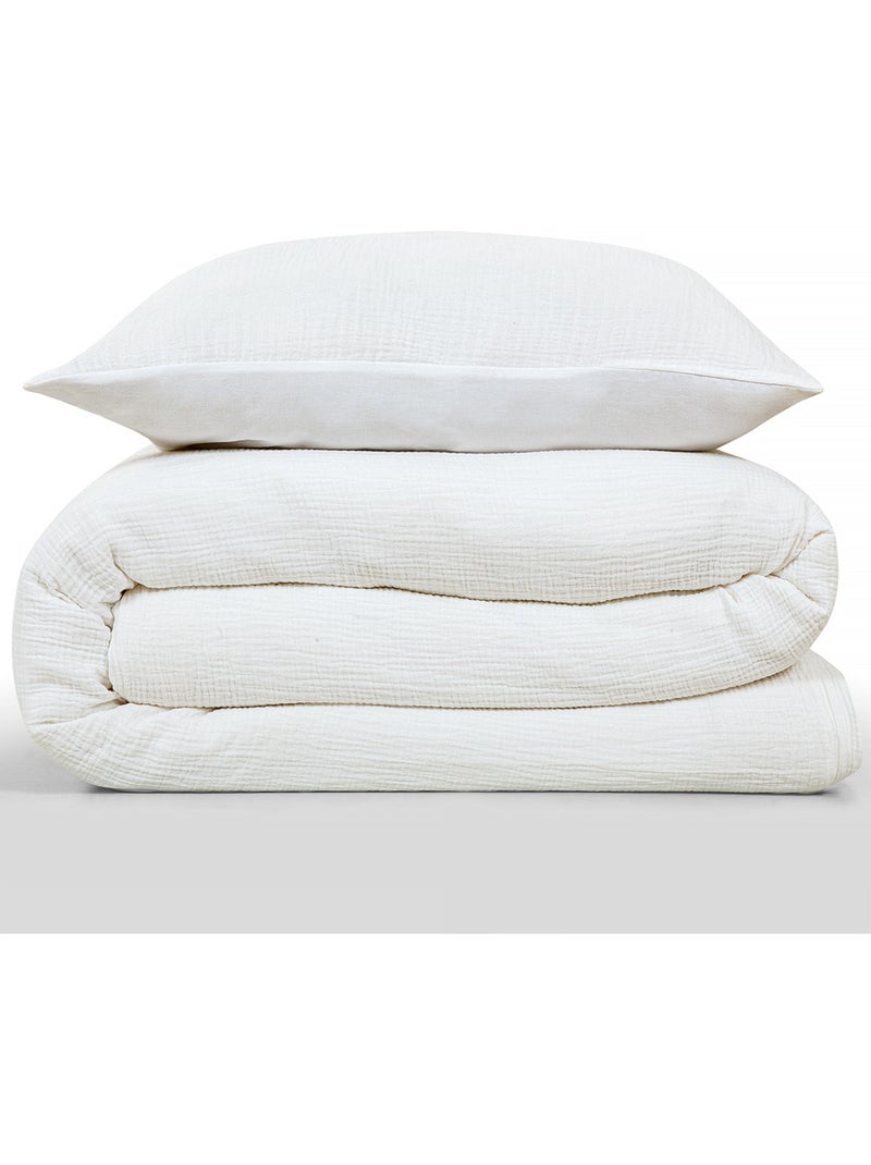 Juego de cama para cama individual de gasa de algodón Blanco - Kiabi