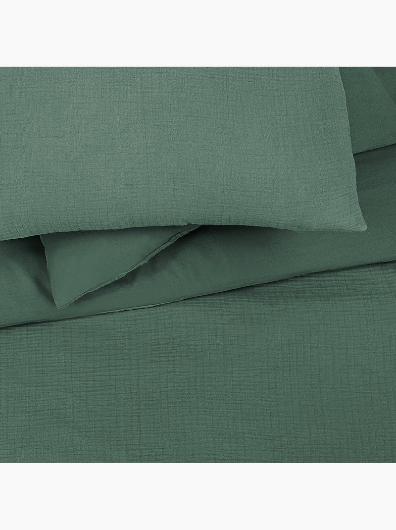 Juego de cama para cama individual de gasa de algodón Verde - Kiabi