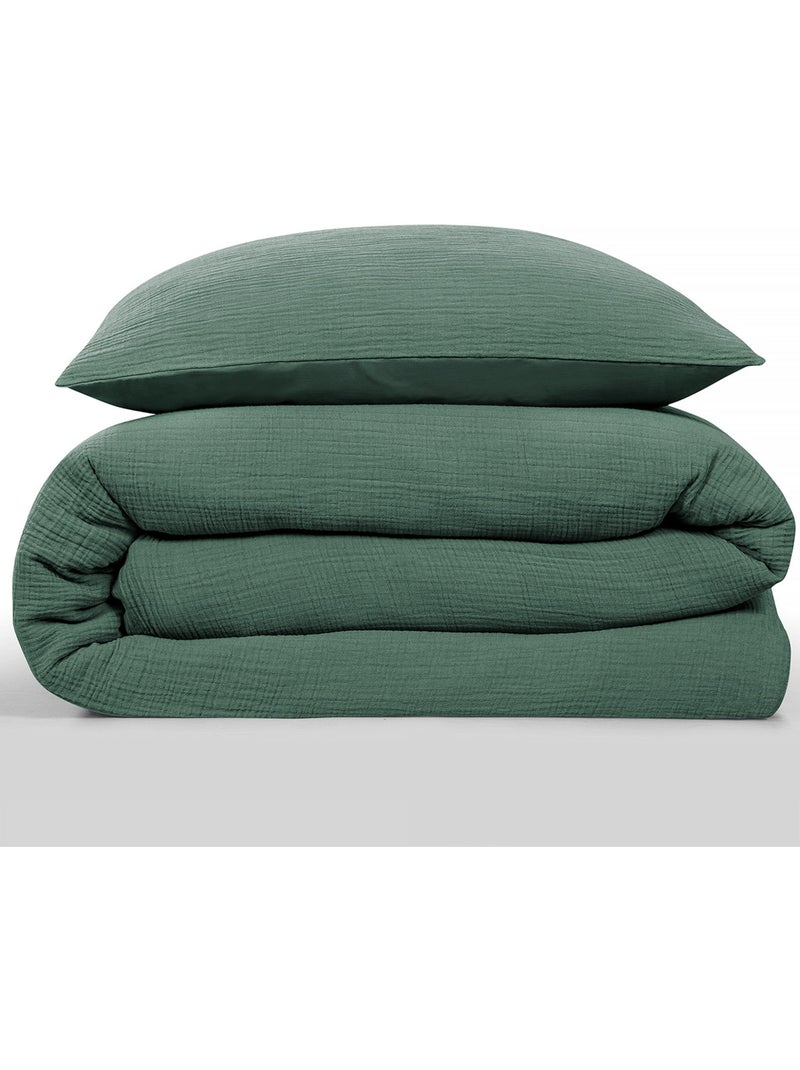 Juego de cama para cama individual de gasa de algodón Verde - Kiabi