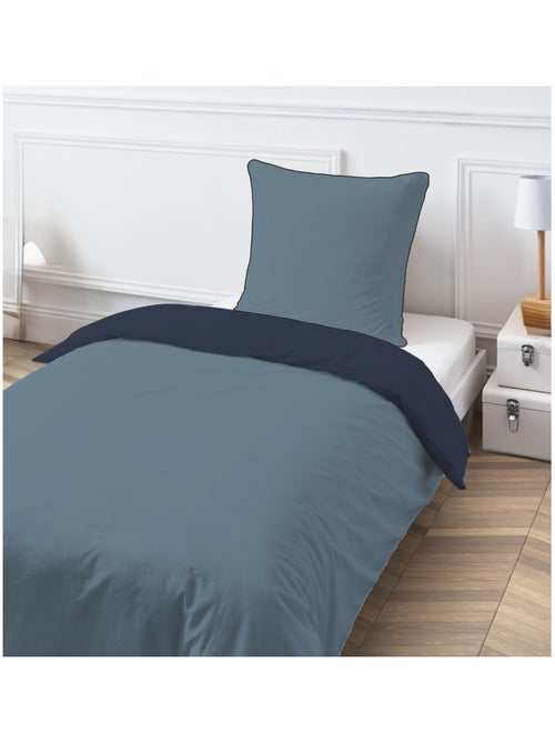 Juego de cama para cama individual en dos tonos - Kiabi Juego de cama para cama individual en dos tonos - Kiabi