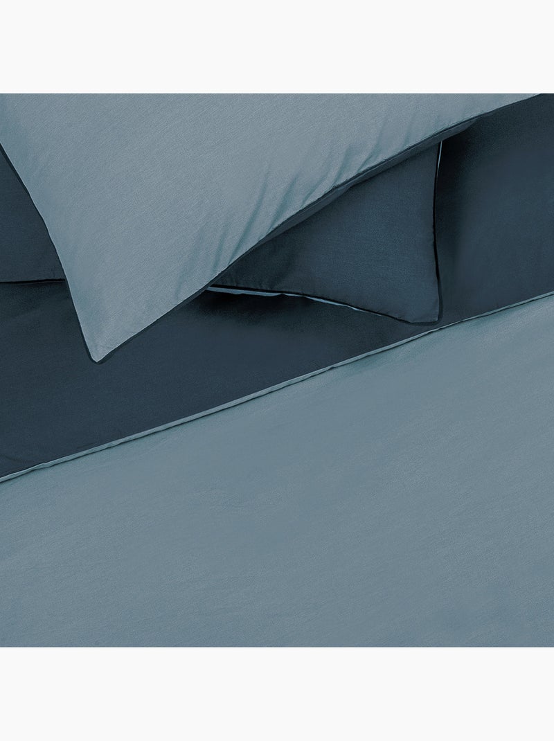 Juego de cama para cama individual en dos tonos Azul - Kiabi